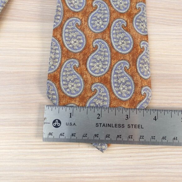 Giorgio Armani Neck Tie Mens Brown Paisley Silk Italian Teardrop Rusty ITALY - Picture 7 of 11